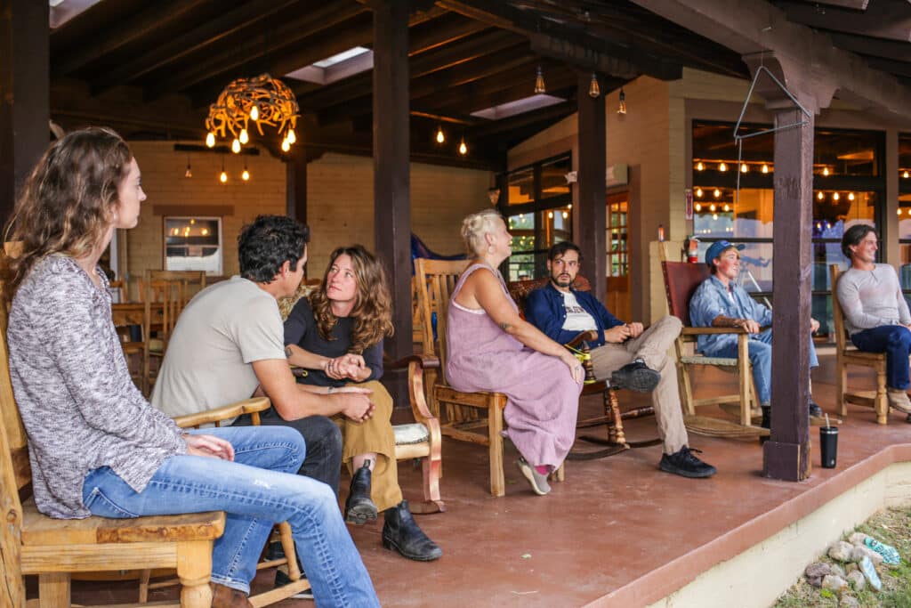 Clients sitting outside at Seven Arrows in Arizona